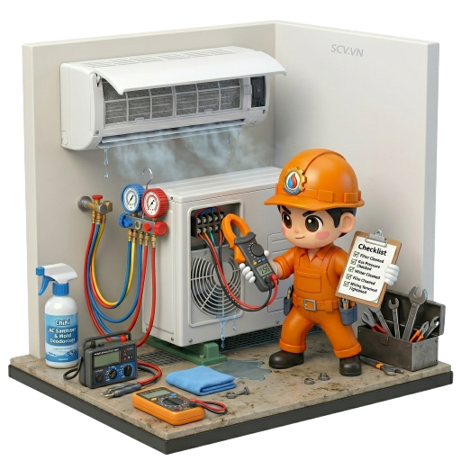 Thợ vệ sinh dàn lạnh máy lạnh tại nhà khách hàng quận Phú Nhuận
