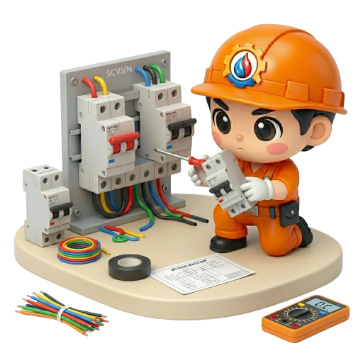 Thợ kiểm tra aptomat cũ bị hỏng tại nhà khách hàng quận Thủ Đức