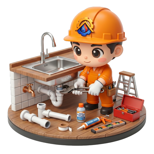 Thợ lắp bồn rửa chén Inox 304 vào tủ bếp tại nhà khách hàng quận Phú Nhuận