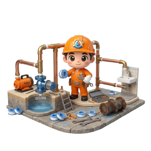 Thợ kiểm tra luppe máy bơm bị kẹt tại nhà anh Tuấn ở Bình Thạnh