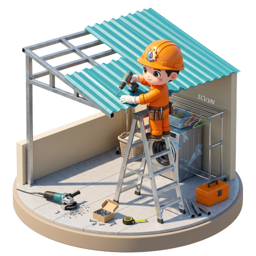 Thợ lắp đặt mái tôn cho sân thượng nhà trọ tại quận Thủ Đức