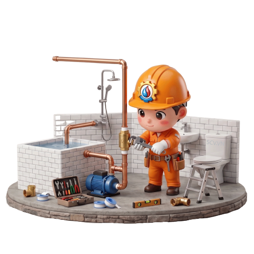 Thợ kiểm tra van một chiều bị hỏng trong hệ thống cấp nước tại nhà quận Thủ Đức