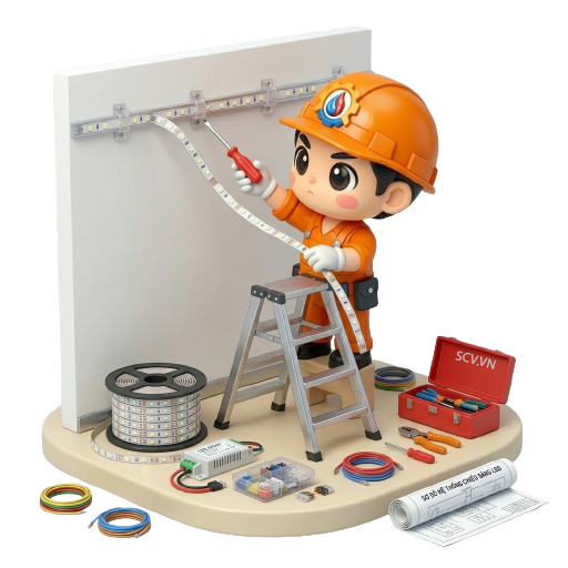 Thợ điện lắp đèn LED ốp trần cho căn hộ mới tại quận Phú Nhuận