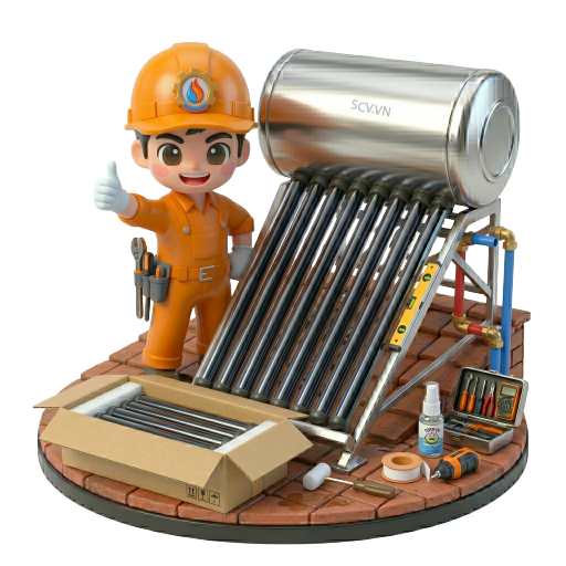 Thợ tư vấn vị trí lắp máy nước nóng năng lượng mặt trời trên mái nhà