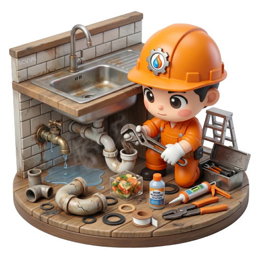Thợ kiểm tra ống thoát bồn rửa chén bị tắc nghẽn tại nhà khách hàng quận Phú Nhuận
