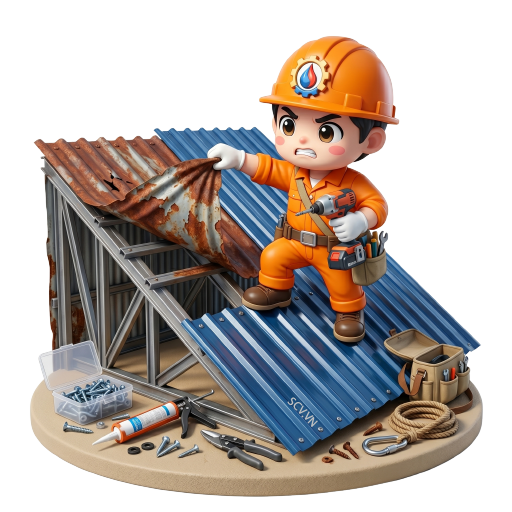Thợ sửa mái tôn nhà xưởng bị tốc mái tại khu công nghiệp Linh Trung quận Thủ Đức