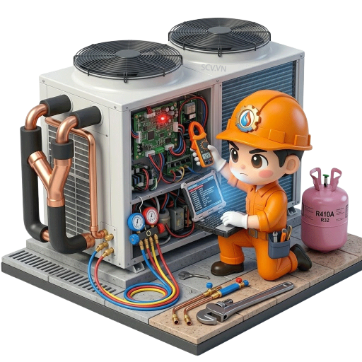 Thợ kiểm tra hệ thống VRV bị lỗi tại khách sạn quận Phú Nhuận