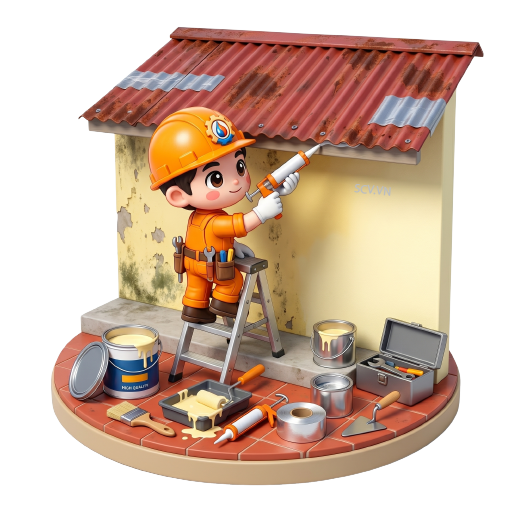 Thợ khảo sát tình trạng tường nứt nhà cấp 4 tại quận Thủ Đức