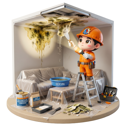 Thợ sửa trần chung cư bị thấm dột tại chung cư quận 7 TP.HCM