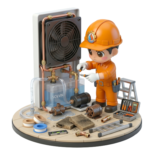Thợ kiểm tra quạt dàn lạnh điều hòa bị kẹt tại nhà khách hàng quận Phú Nhuận