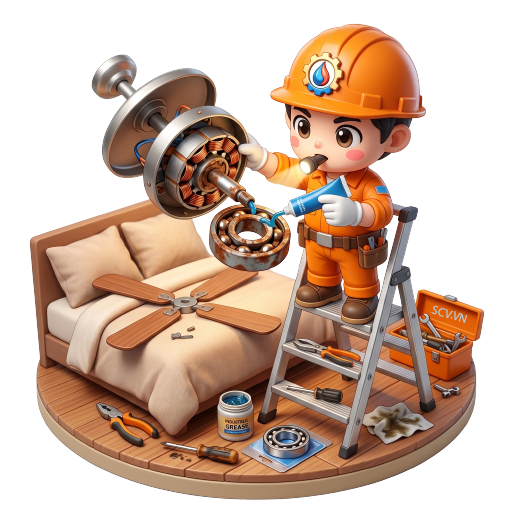 Thợ kiểm tra quạt trần kêu to tại nhà khách hàng quận 8