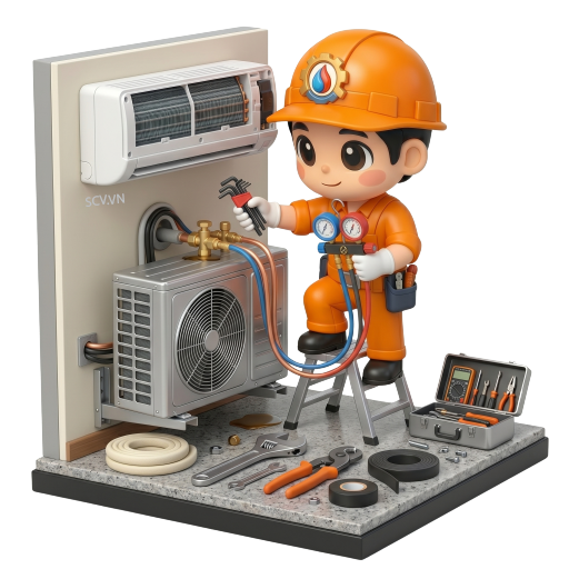 Thợ tháo máy lạnh cũ tại căn hộ quận Phú Nhuận, bảo vệ dàn lạnh nguyên vẹn