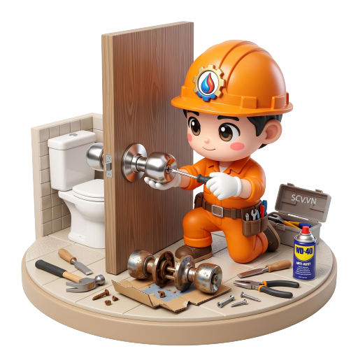 Thợ thay ổ khóa cửa nhà vệ sinh bị kẹt tại nhà bà Nga quận 11