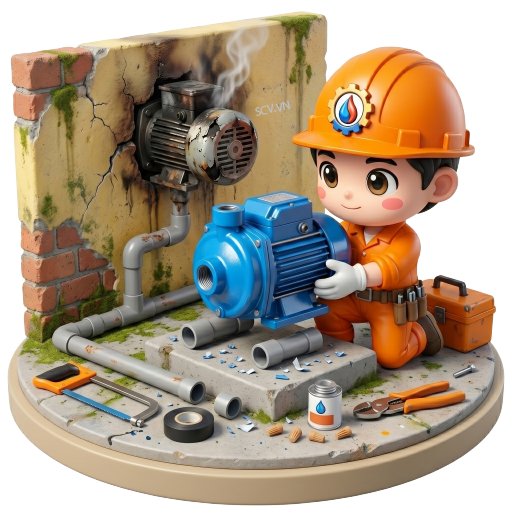 Thợ thay thế máy bơm nước mới tại nhà khách quận Bình Tân