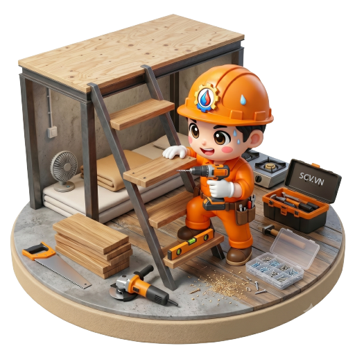 Gác lửng gỗ hoàn thiện cho nhà trọ tại quận Bình Tân TP.HCM
