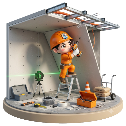 Thi công trần thạch cao phẳng tại căn hộ chung cư quận Thủ Đức TP.HCM