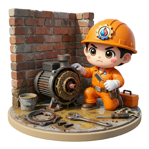 Máy bơm nước cũ bị kẹt cánh do cặn bẩn tích tụ nhiều tháng tại quận Tân Bình