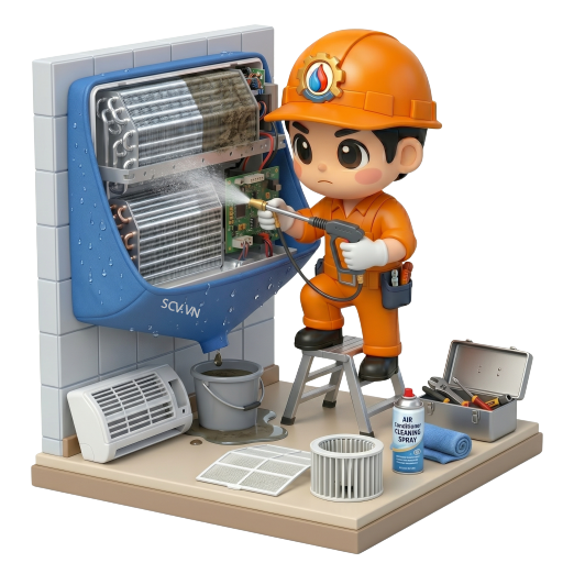 Thợ vệ sinh lưới lọc bụi máy lạnh treo tường tại căn hộ quận Thủ Đức