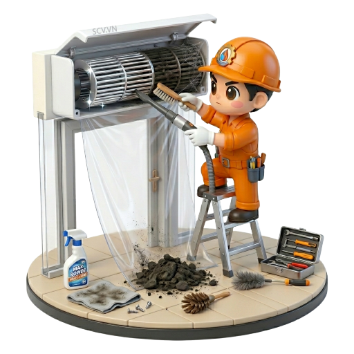 Thợ vệ sinh quạt cắt gió cửa hàng tiện lợi tại quận Thủ Đức