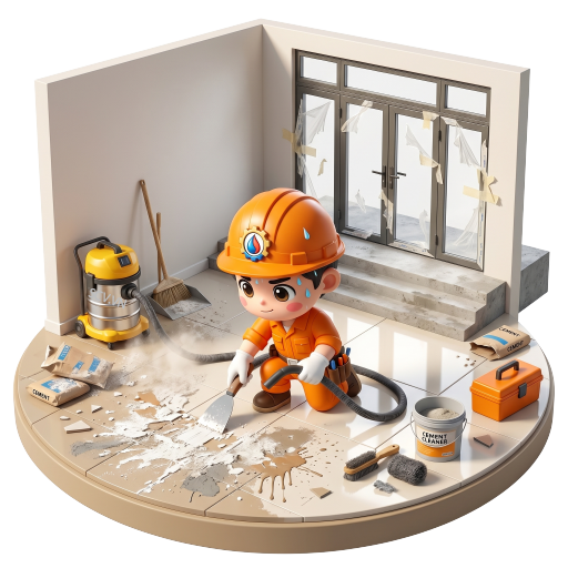 Đội vệ sinh đang làm sạch sàn nhà mới tại quận 9