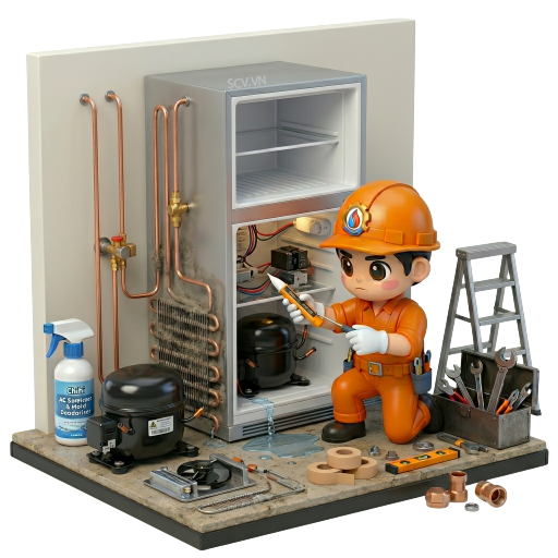 Thợ vệ sinh tủ lạnh side-by-side tại nhà khách hàng quận Thủ Đức